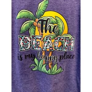 The Beach Is My Happy Place Purple Graphic Tshirt